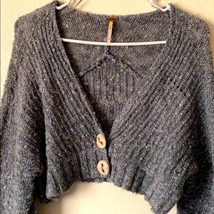 FREE PEOPLE WOOL ALPACA MOHAIR blend cropped bell sleeves cardigan SIZE …